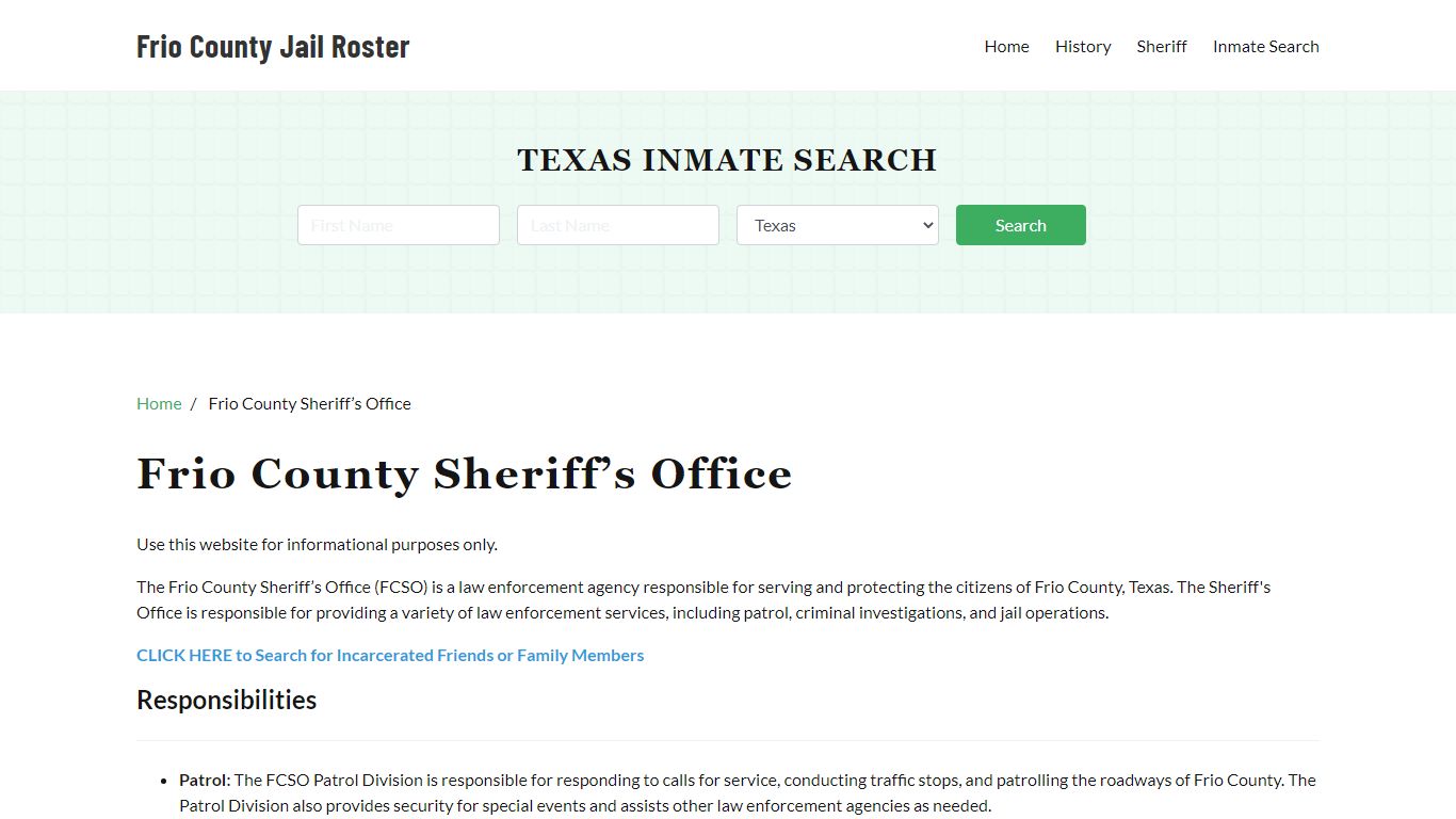 Frio County Sheriff Office, TX, Arrest Warrants Search